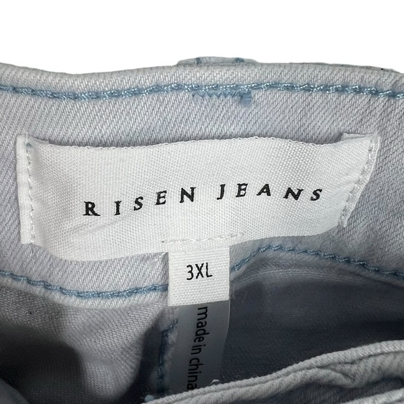 RISEN Wide Leg Jeans Light Wash Ice Blue Plus Size 3 XL - Picture 2 of 11